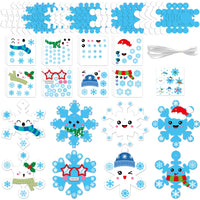 3sscha 123Pcs Snowflake Christmas Craft Kit for Kindergarten Kids DIY Winter Art Craft Make Your Own Snow Flakes Set Sticker Handmade Artwork Project Classroom Home Holiday Activity Party Favor Decor