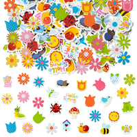 3sscha 320Pcs Spring Foam Stickers Decorations - Springtime Self-Adhesive Foam Stickers Bulk Art DIY Craft Project Flower Insects Sticky Embellishments for Kids School Classroom Home Activity