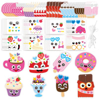 3sscha 123Pcs Valentine's Day Sweet Treat Craft Kit for Kids - DIY Make Your Own Dessert Card Bulk Self-Adhesive Sticker Handmade Artwork Valentine Decor Classroom Home Activity Party Favor Supplies