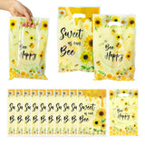 3sscha 50Pcs Bee Party Favor Bags Sweet As Can Bee Plastic Waterproof Goodie Bag Sunflower Yellow Rectangular Gift Bags for Kids Birthday Baby Shower Decoration Party Favor Supplies