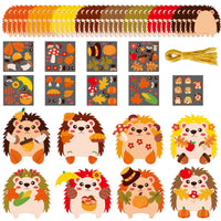 3sscha 123Pcs Fall Hedgehog Craft Kit for Kindergarten Kids Make Your Own Hedgehog Set DIY Self-Adhesive Sticker Handmade Artwork Project School Classroom Home Activity Autumn Party Favor Decoration