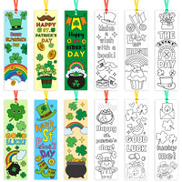 3sscha 123Pcs St. Patrick's Day Color Your Own Bookmarks for Kids - Lucky DIY Coloring Blank Bookmark Reading Enthusiasts Paint Shamrock Rainbow Paper Art Gift Supplies Party Goodie Bag Fillers