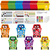 3sscha 42 Packs Creative Recycling Craft Kit for Kids - DIY Make Your Own Earth Day Set Self-Adhesive Learn to Recycle Activity Sticker Handmade Art Project Decor Classroom Home Gift Party Supplies