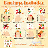 3sscha 123Pcs Fall Hedgehog Craft Kit for Kids - Make Your Own Hedgehog Maple Leaves Card Bulk Set DIY Self-Adhesive Sticker Handmade Thanksgiving Art Project Classroom Home Activity Party Favor Decor