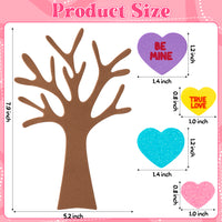 3sscha 240Pcs Valentine's Day Tree Foam Sticker Craft for Kids DIY Conversation Heart Shaped Glitter Self-Adhesive Sticker Game Interior Wall Decor Classroom Home Family Activity Party Supplies