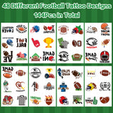 3sscha 144Pcs Football Temporary Tattoos for Kids 2 Inch Sport Theme Non-Toxic Waterproof Body Stickers Art Decal American Football Lover Game Time Gift Decoration Bag Fillers Party Favor Supplies