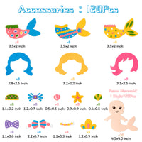 3sscha 140Pcs Mermaid Foam Sticker Craft for Kids Fish Tail Conch Self-Adhesive Sticker DIY Handmade Artwork Project for School Classroom Home Activity, Birthday Gift Theme Party Favor Decoration