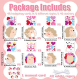 3sscha 123Pcs Valentine's Day Hedgehog Craft Kit for Kids - Make Your Own Heart Card Bulk Set DIY Self-Adhesive Sticker Handmade Valentine Art Project Classroom Home Activity Holiday Party Favor Decor