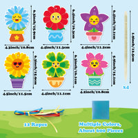 3sscha 12 Packs Spring Flower Poking Craft Kit - Creative DIY Flowerpot Poke Fabric Art Set for Kids Make Your Own Bloom Card Party Favor Decoration Gift School Classroom Rewards Activity Supplies