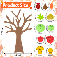 3sscha 184Pcs Fall Tree Foam Sticker Craft for Kids DIY Self-Adhesive Leaf Pumpkin Acorn Shaped Glitter Sticker Art Project Interior Wall Decoration Classroom Home Activity Autumn Party Favor Supplies