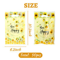 3sscha 50Pcs Bee Party Favor Bags Sweet As Can Bee Plastic Waterproof Goodie Bag Sunflower Yellow Rectangular Gift Bags for Kids Birthday Baby Shower Decoration Party Favor Supplies