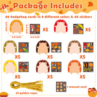 3sscha 123Pcs Fall Hedgehog Craft Kit for Kindergarten Kids Make Your Own Hedgehog Set DIY Self-Adhesive Sticker Handmade Artwork Project School Classroom Home Activity Autumn Party Favor Decoration