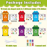 3sscha 42 Packs Creative Learn to Recycle Craft Kit for Kids - DIY Trash Can Garbage Bin Recycling Sticker Activity Environmental Education for Earth Day Art Project Classroom Home Party Supplies