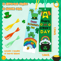 3sscha 123Pcs St. Patrick's Day Color Your Own Bookmarks for Kids - Lucky DIY Coloring Blank Bookmark Reading Enthusiasts Paint Shamrock Rainbow Paper Art Gift Supplies Party Goodie Bag Fillers