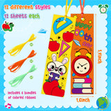 3sscha 144Pcs 100th Day of School Color Your Own Bookmarks for Kids - DIY Coloring Blank Bookmark Including Pencil Alarm Clock Books Ruler Painting Paper Classroom Party Supplies Goodie Bag Fillers