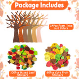 3sscha 184Pcs Fall Tree Foam Sticker Craft for Kids DIY Self-Adhesive Leaf Pumpkin Acorn Shaped Glitter Sticker Art Project Interior Wall Decoration Classroom Home Activity Autumn Party Favor Supplies