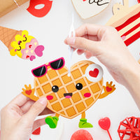 3sscha 123Pcs Valentine's Day Dessert Craft Kit for Kids DIY Make Your Own Ice Cream Cupcake Set Self-Adhesive Sticker Handmade Artwork Valentine Decor Classroom Home Activity Party Favor Supplies