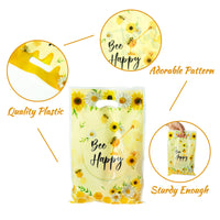 3sscha 50Pcs Bee Party Favor Bags Sweet As Can Bee Plastic Waterproof Goodie Bag Sunflower Yellow Rectangular Gift Bags for Kids Birthday Baby Shower Decoration Party Favor Supplies