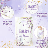 3sscha 50Pcs Lavender in Bloom Party Favor Bag - Baby Shower Baptism Waterproof Goodie Bag with Die Cut Handles Spring Flower Plastic Rectangular Gift Bags for Kids Birthday Decoration Supplies