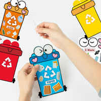 3sscha 42 Packs Creative Learn to Recycle Craft Kit for Kids - DIY Trash Can Garbage Bin Recycling Sticker Activity Environmental Education for Earth Day Art Project Classroom Home Party Supplies