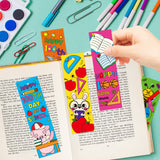 3sscha 144Pcs 100th Day of School Color Your Own Bookmarks for Kids - DIY Coloring Blank Bookmark Including Pencil Alarm Clock Books Ruler Painting Paper Classroom Party Supplies Goodie Bag Fillers