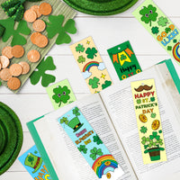 3sscha 123Pcs St. Patrick's Day Color Your Own Bookmarks for Kids - Lucky DIY Coloring Blank Bookmark Reading Enthusiasts Paint Shamrock Rainbow Paper Art Gift Supplies Party Goodie Bag Fillers