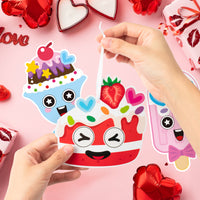 3sscha 123Pcs Valentine's Day Sweet Treat Craft Kit for Kids - DIY Make Your Own Dessert Card Bulk Self-Adhesive Sticker Handmade Artwork Valentine Decor Classroom Home Activity Party Favor Supplies