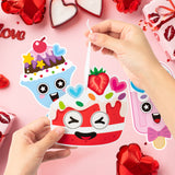 3sscha 123Pcs Valentine's Day Sweet Treat Craft Kit for Kids - DIY Make Your Own Dessert Card Bulk Self-Adhesive Sticker Handmade Artwork Valentine Decor Classroom Home Activity Party Favor Supplies