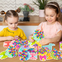 3sscha 12 Packs Flower Bouquet Poking Craft Kit - Mother's Day Creative DIY Poke Fabric Art Set for Kids Teacher Appreciation Gift Party Favor Decoration School Classroom Rewards Activity Supplies
