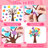 3sscha 240Pcs Valentine's Day Tree Foam Sticker Craft for Kids DIY Conversation Heart Shaped Glitter Self-Adhesive Sticker Game Interior Wall Decor Classroom Home Family Activity Party Supplies