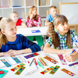 3sscha 144Pcs 100th Day of School Color Your Own Bookmarks for Kids - DIY Coloring Blank Bookmark Including Pencil Alarm Clock Books Ruler Painting Paper Classroom Party Supplies Goodie Bag Fillers