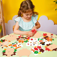 3sscha 123Pcs Fall Hedgehog Craft Kit for Kids - Make Your Own Hedgehog Maple Leaves Card Bulk Set DIY Self-Adhesive Sticker Handmade Thanksgiving Art Project Classroom Home Activity Party Favor Decor