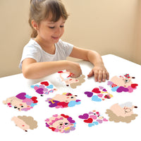 3sscha 123Pcs Valentine's Day Hedgehog Craft Kit for Kids - Make Your Own Heart Card Bulk Set DIY Self-Adhesive Sticker Handmade Valentine Art Project Classroom Home Activity Holiday Party Favor Decor