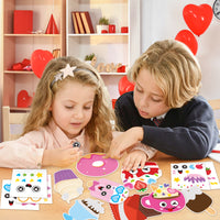3sscha 123Pcs Valentine's Day Sweet Treat Craft Kit for Kids - DIY Make Your Own Dessert Card Bulk Self-Adhesive Sticker Handmade Artwork Valentine Decor Classroom Home Activity Party Favor Supplies
