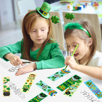 3sscha 123Pcs St. Patrick's Day Color Your Own Bookmarks for Kids - Lucky DIY Coloring Blank Bookmark Reading Enthusiasts Paint Shamrock Rainbow Paper Art Gift Supplies Party Goodie Bag Fillers