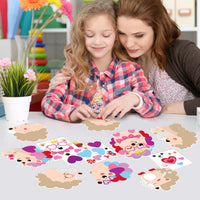 3sscha 123Pcs Valentine's Day Hedgehog Craft Kit for Kids - Make Your Own Heart Card Bulk Set DIY Self-Adhesive Sticker Handmade Valentine Art Project Classroom Home Activity Holiday Party Favor Decor