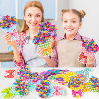 3sscha 12 Packs Flower Bouquet Poking Craft Kit - Mother's Day Creative DIY Poke Fabric Art Set for Kids Teacher Appreciation Gift Party Favor Decoration School Classroom Rewards Activity Supplies