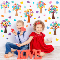 3sscha 240Pcs Valentine's Day Tree Foam Sticker Craft for Kids DIY Conversation Heart Shaped Glitter Self-Adhesive Sticker Game Interior Wall Decor Classroom Home Family Activity Party Supplies