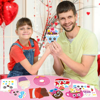 3sscha 123Pcs Valentine's Day Sweet Treat Craft Kit for Kids - DIY Make Your Own Dessert Card Bulk Self-Adhesive Sticker Handmade Artwork Valentine Decor Classroom Home Activity Party Favor Supplies
