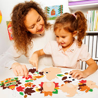 3sscha 123Pcs Fall Hedgehog Craft Kit for Kids - Make Your Own Hedgehog Maple Leaves Card Bulk Set DIY Self-Adhesive Sticker Handmade Thanksgiving Art Project Classroom Home Activity Party Favor Decor