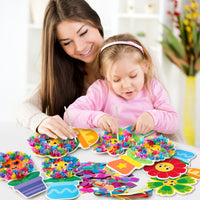 3sscha 12 Packs Spring Flower Poking Craft Kit - Creative DIY Flowerpot Poke Fabric Art Set for Kids Make Your Own Bloom Card Party Favor Decoration Gift School Classroom Rewards Activity Supplies