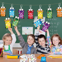 3sscha 42 Packs Creative Learn to Recycle Craft Kit for Kids - DIY Trash Can Garbage Bin Recycling Sticker Activity Environmental Education for Earth Day Art Project Classroom Home Party Supplies