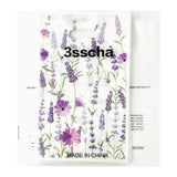 3sscha 50Pcs Lavender in Bloom Party Favor Bag - Baby Shower Baptism Waterproof Goodie Bag with Die Cut Handles Spring Flower Plastic Rectangular Gift Bags for Kids Birthday Decoration Supplies