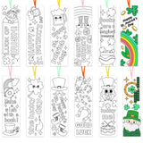 3sscha 75Pcs Color Your Own St. Patrick's Bookmarks Clover Beer Owl Coin Hat Rainbow Lucky Themed DIY Blank Bookmark Goodie Bag Fillers School Reading Enthusiast Club Rewards Party Supplies for Kids