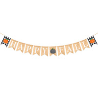 3sscha Happy Fall Banner Autumn Burlap Bunting Flag with White Black Buffalo Plaid Pumpkin, Farmhouse Hanging Party Decoration, Party Favor Supplies Photo Props Backdrop for Home Harvest Celebration