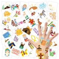 3sscha 24 Sheets Bible Temporary Tattoo for Kids 2 Inch Crucifix Non-Toxic Tats Sticker Waterproof Body Sticker, Goodie Bag Fillers, Birthday Group Activity Party Favor Supplies for Boys Girls