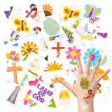 3sscha 24 Sheets Easter Temporary Tattoo for Kids 2 Inch He is Risen Non-Toxic Tats Waterproof Body Sticker Cartoon Bunny Egg Cross Art Decal Goodie Bag Fillers Spring Party Favor Supplies for Boys Girls