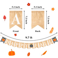 3sscha Happy Fall Banner Autumn Burlap Bunting Flag with White Black Buffalo Plaid Pumpkin, Farmhouse Hanging Party Decoration, Party Favor Supplies Photo Props Backdrop for Home Harvest Celebration