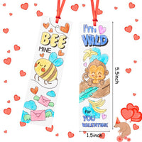 3sscha 75pcs Valentine’s Day Color Your Own  Bookmarks Animal Theme Kid Creative DIY Coloring Paper Bookmark Valentine Blank Paint Bookmarks for Teacher Student Valentines Art Gift Party Supplies