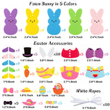 3sscha 20 Sets Easter Bunny Foam Stickers Craft for Kids Candy Rabbit Self-Adhesive Sticker DIY Handmade Artwork Project for School Classroom Home Activity, Easter Gift Spring Party Favor Decoration